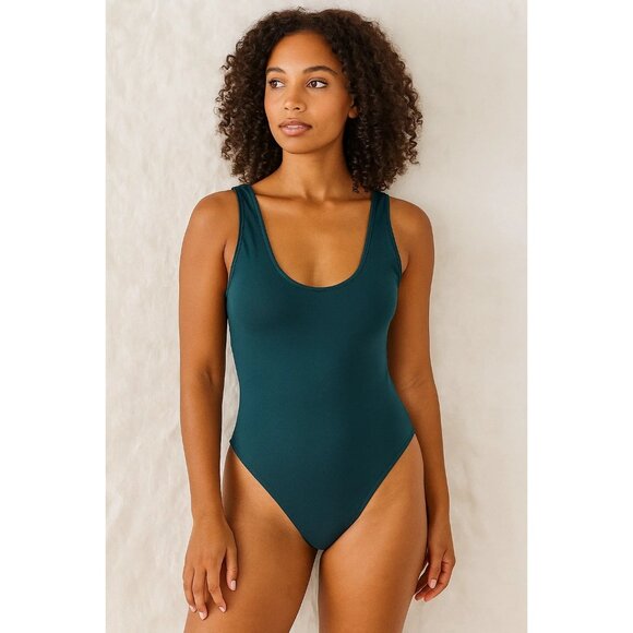 Maidenform size Large Smoothing Seamless Bodysuit Green Thong - Picture 1 of 5